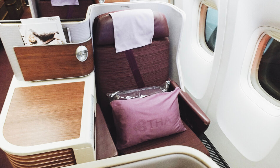 Erstflug Thai Airways FRA - HKT Business Class Sitz 19A