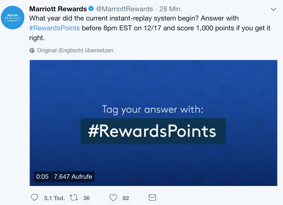 Marriott Rewards 1.000 Punkte via Twitter