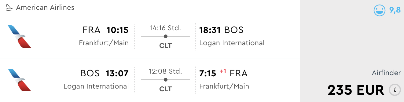 Günstige Economy Class Flüge USA - Frankfurt - Boston
