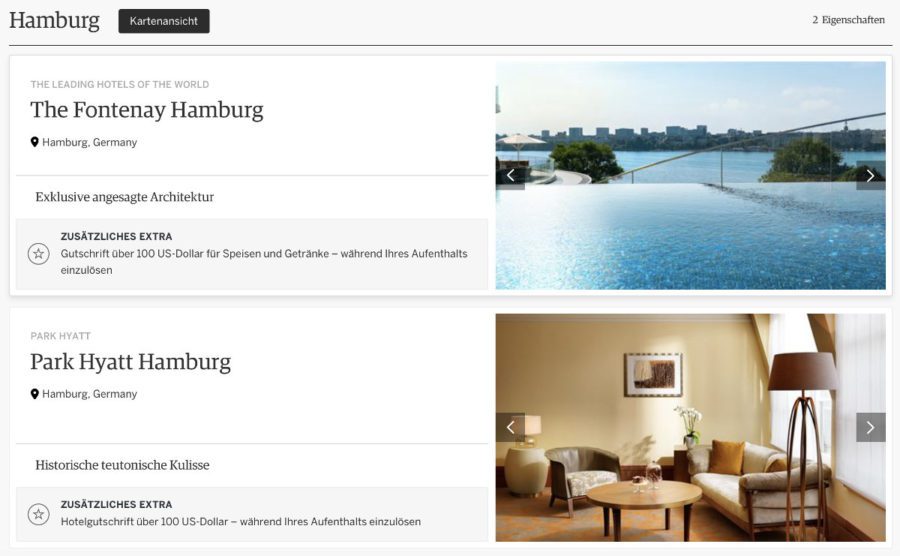 Amex Fine Hotels & Resorts Vorteile Hotels Hamburg
