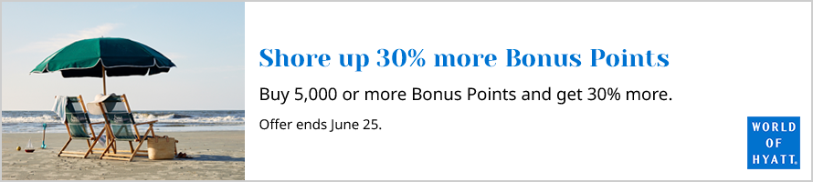 Angebot zum Kauf von World of Hyatt Punkten mit 30% Bonus