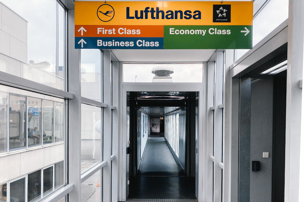 Boarding Lufthansa Flug Frankfurt nach Chicago