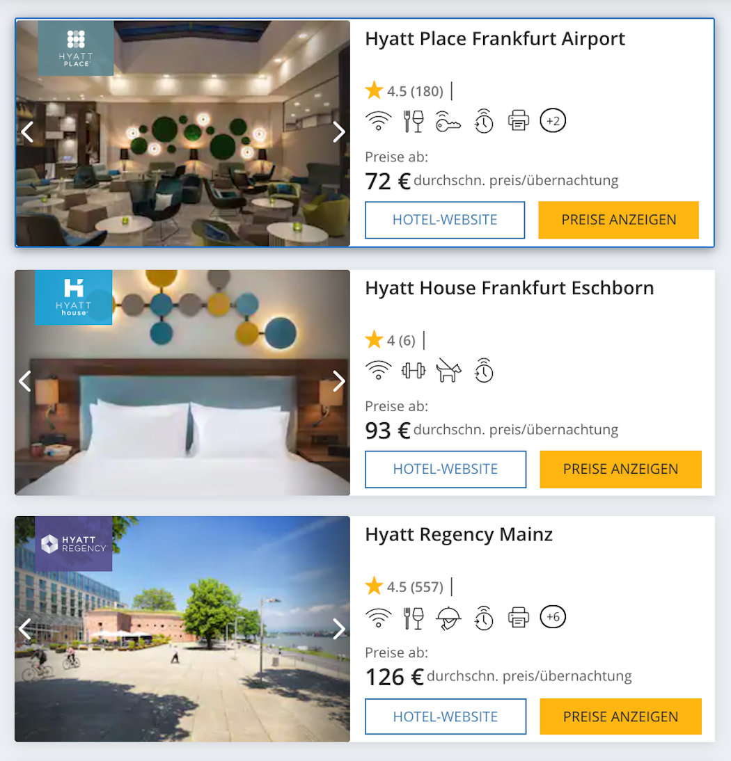 günstige Hyatt Hotel in Deutschland für Globalist Status nach 15 Nächten