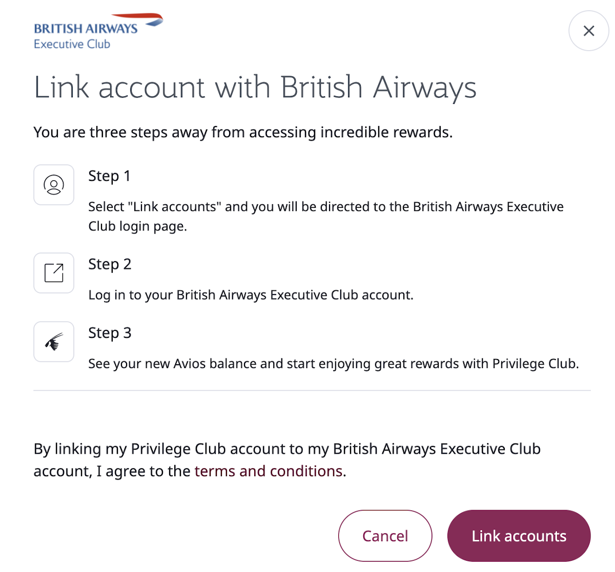 Qatar Privilege Club mit British Airways Executive Club verbinden