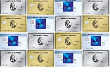 Raster aus Amex Platinum, Amex Gold Card und Amex Blue Card