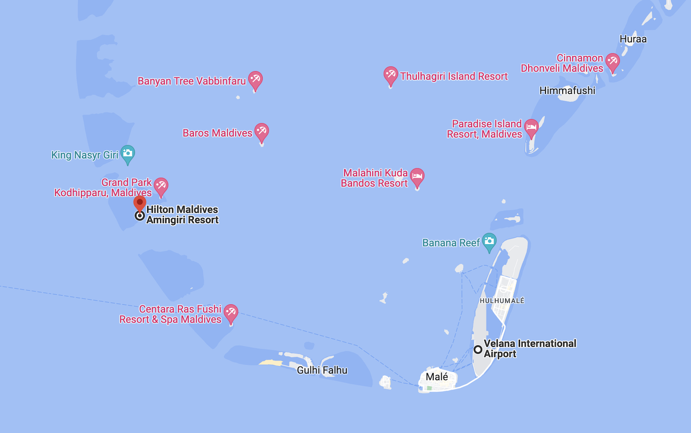 Hilton Maldives Amingiri Resort Google Maps