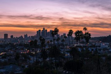 Blick auf die abendliche Innenstadt von Los Angeles