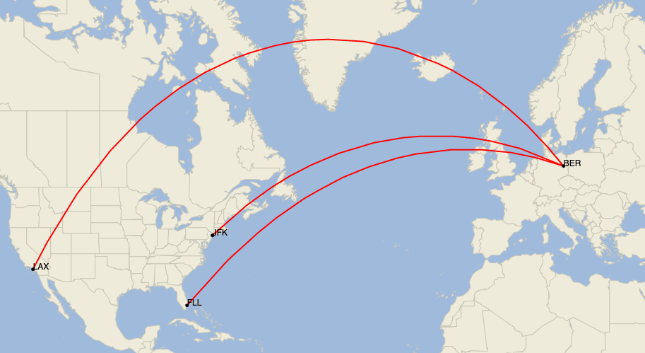 Streckennetz von Norse Atlantic Airways ab Berlin-Brandenburg Airport