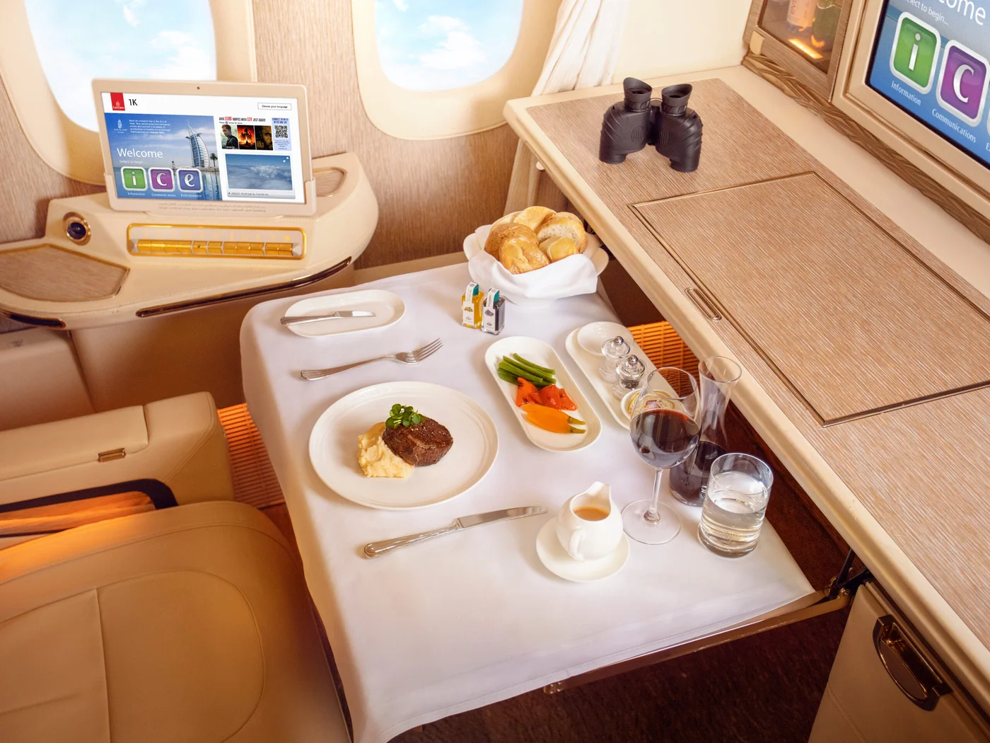 Hauptspeise in der Emirates First Class