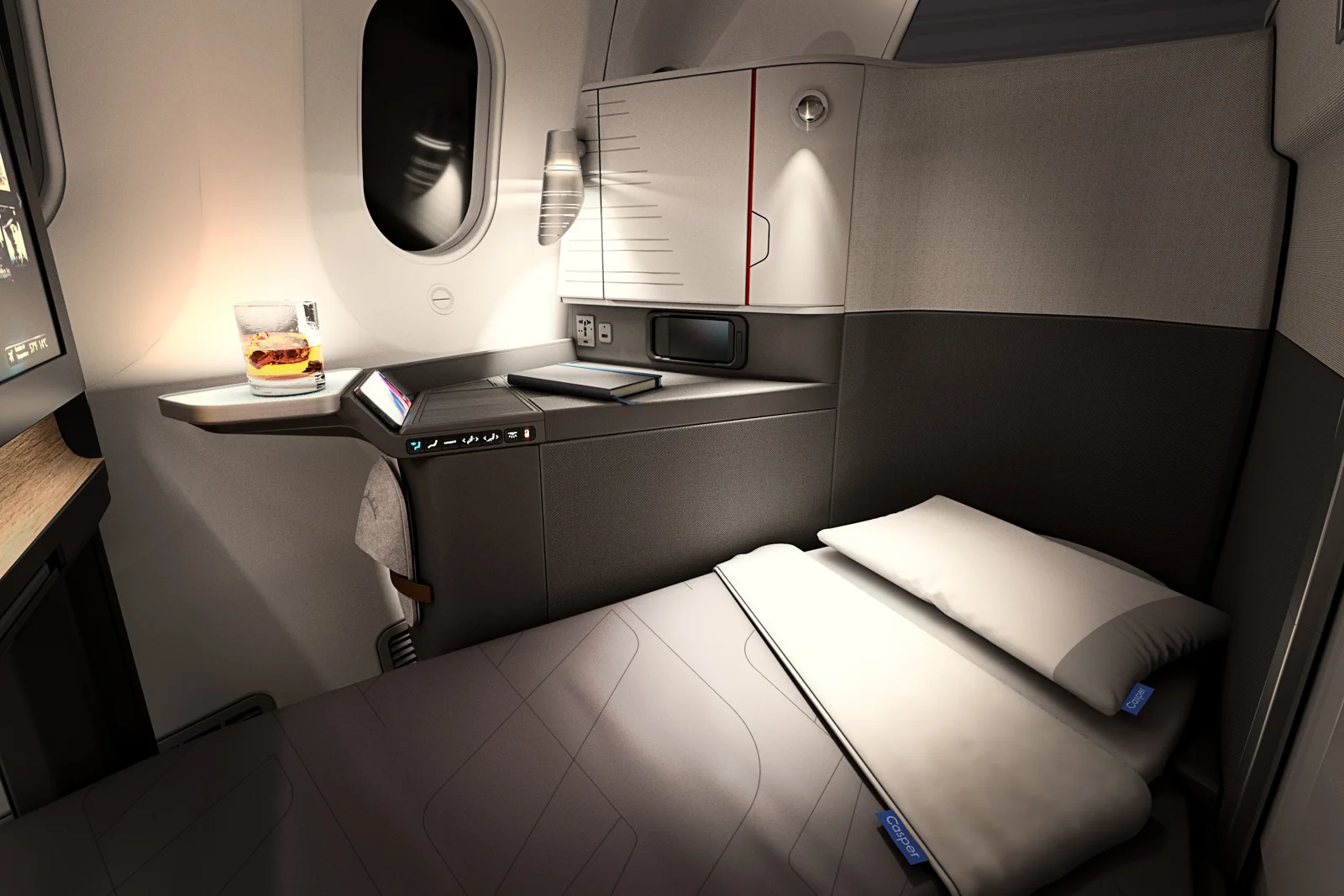 neue American Airlines Business Class Suite Bettfunktion