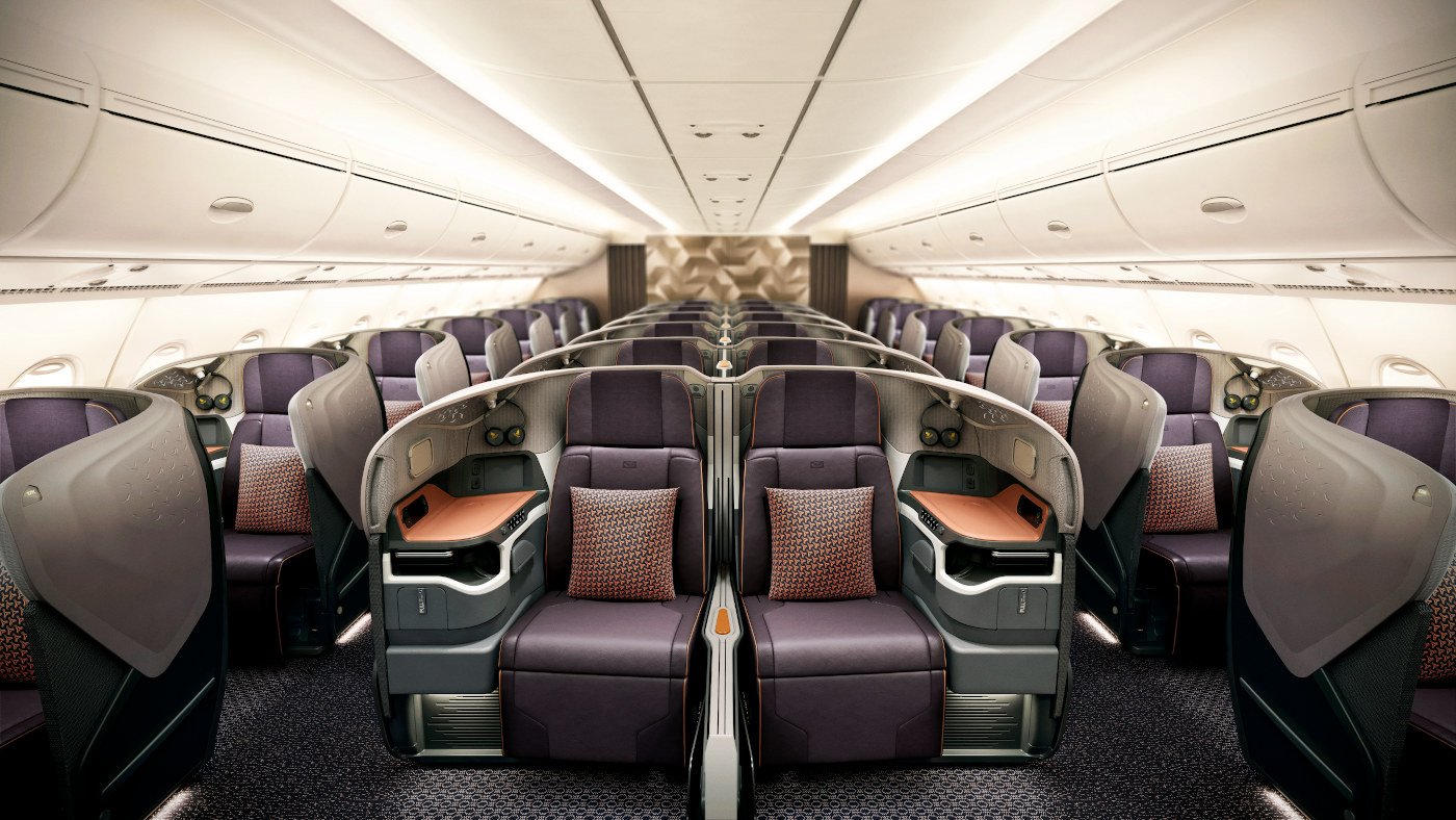 Blick in die Singapore Airlines Business Class